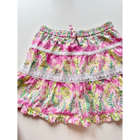 Girls' LILLY PULITZER Floral Print Cotton Poplin Tiered A-Line Skirt, Size 12 - Picture 2 of 8
